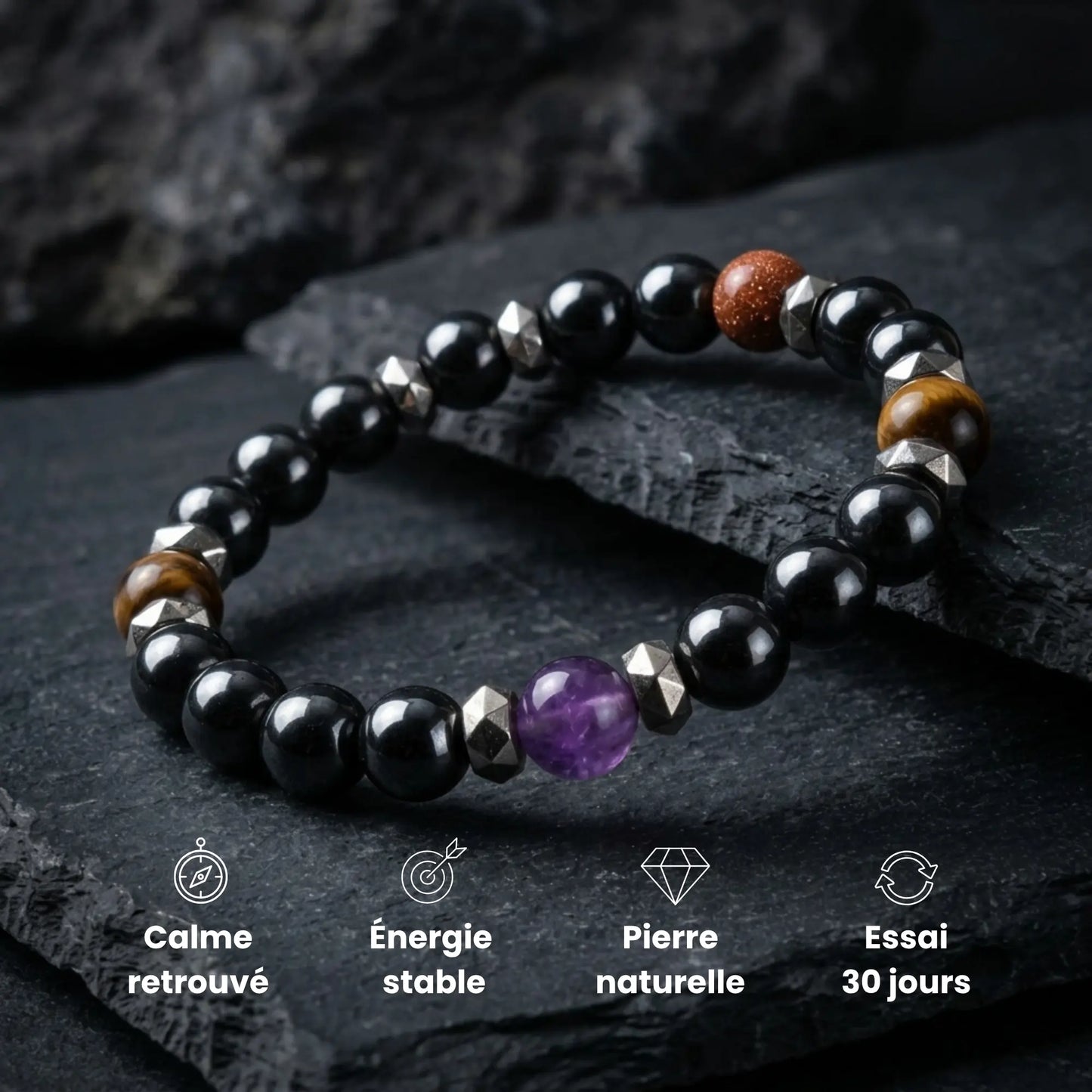 Bracelet Lapis en pierre naturelle favorisant calme et énergie stable