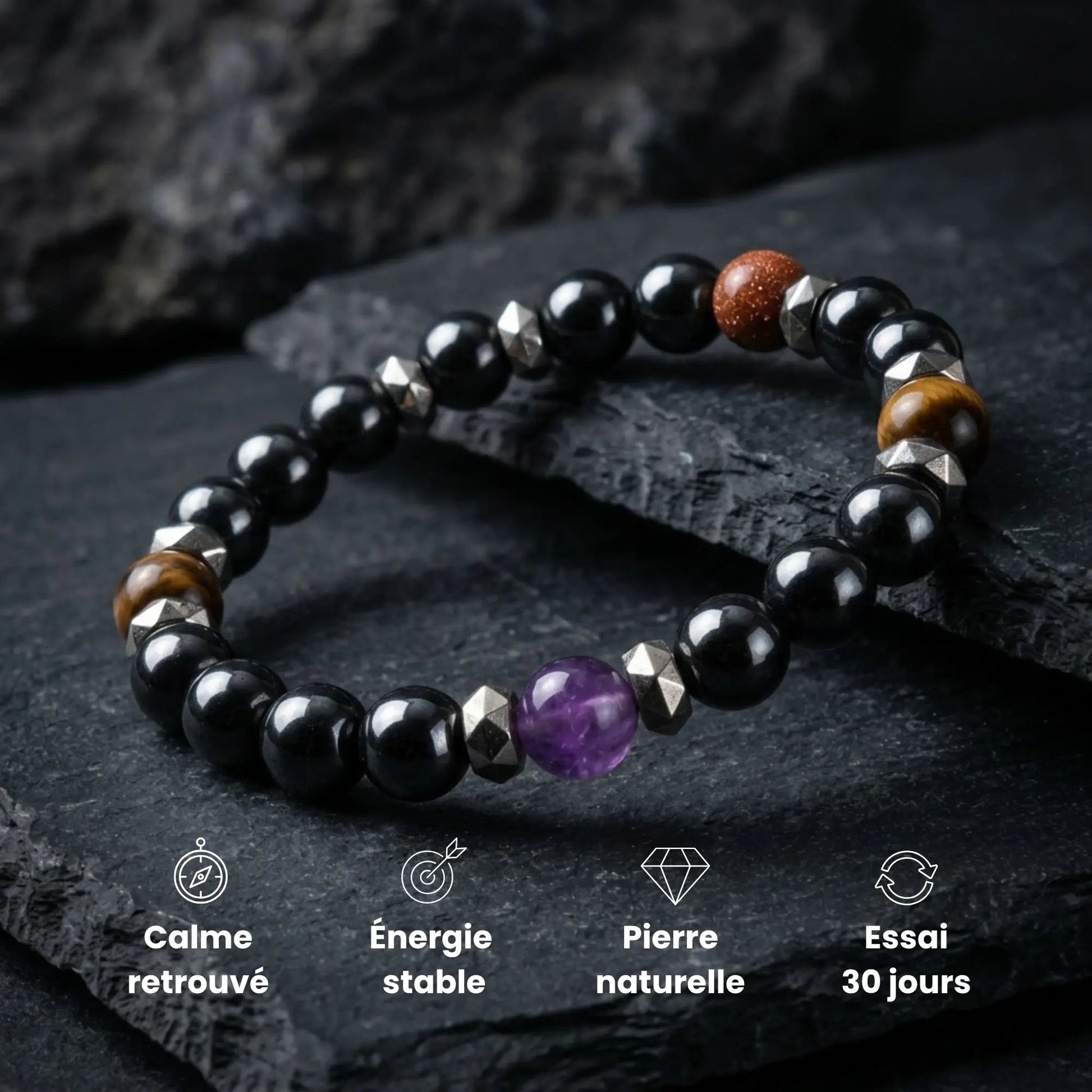 Bracelet Lapis en pierre naturelle favorisant calme et énergie stable