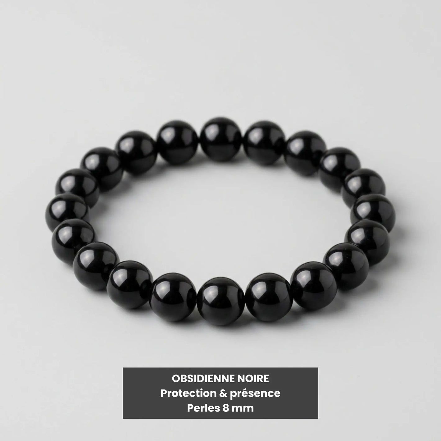Bracelet Nox en obsidienne noire naturelle avec perles 8 mm