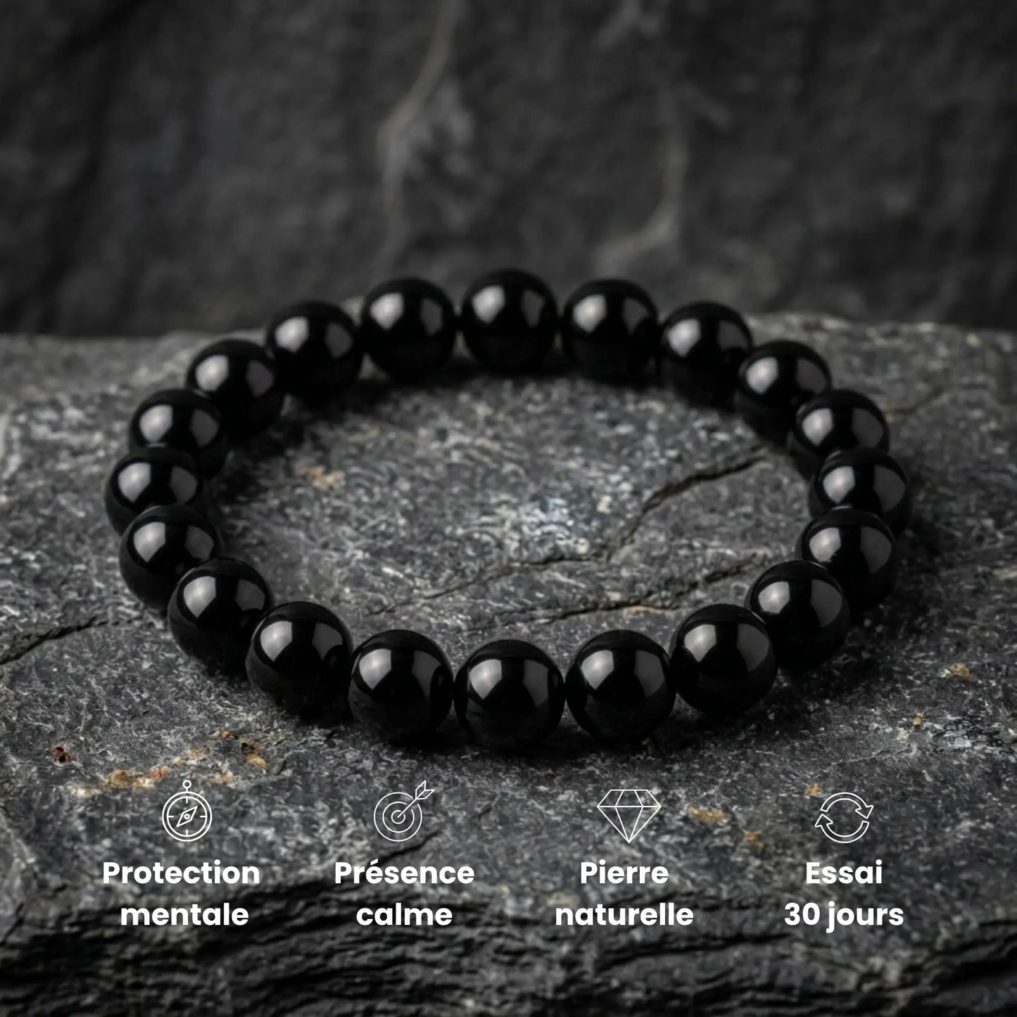 Bracelet Nox en pierre naturelle symbole de protection mentale et calme