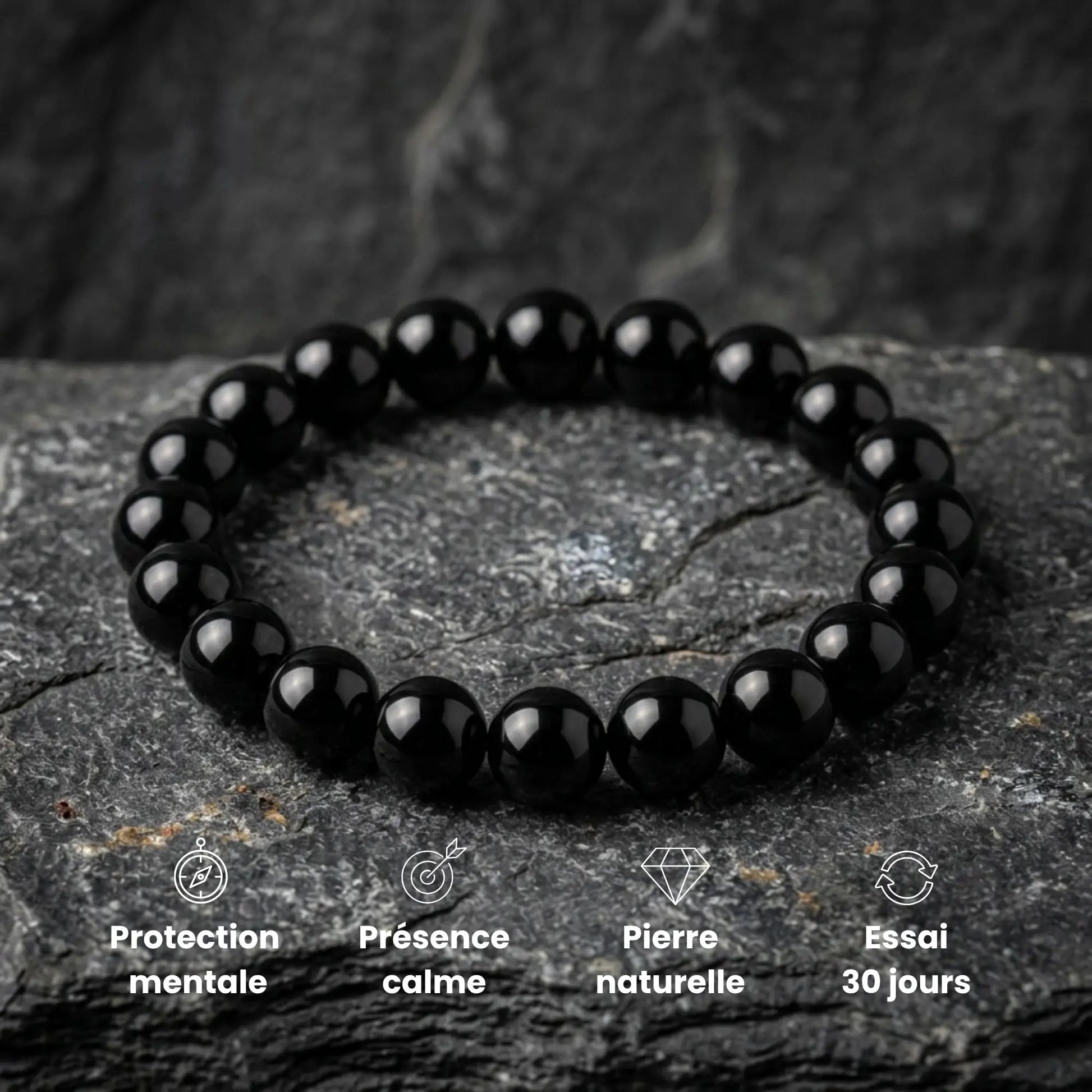 Bracelet Nox en pierre naturelle symbole de protection mentale et calme