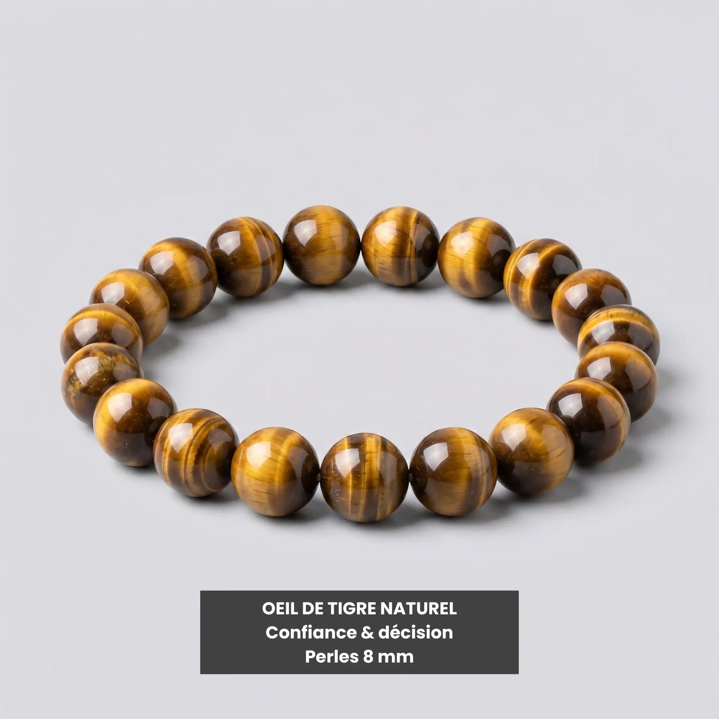 Bracelet SOL en pierre naturelle œil de tigre avec perles rondes 8 mm