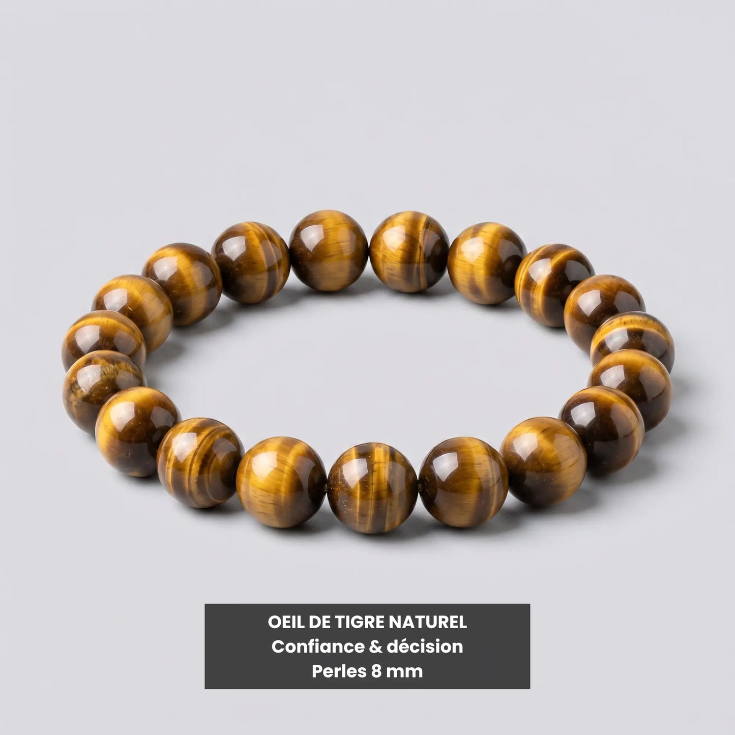 Bracelet SOL en pierre naturelle œil de tigre avec perles rondes 8 mm