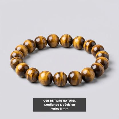 Bracelet SOL en pierre naturelle œil de tigre avec perles rondes 8 mm