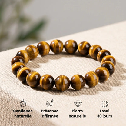 Bracelet SOL en œil de tigre naturel avec bénéfices confiance et présence affirmée