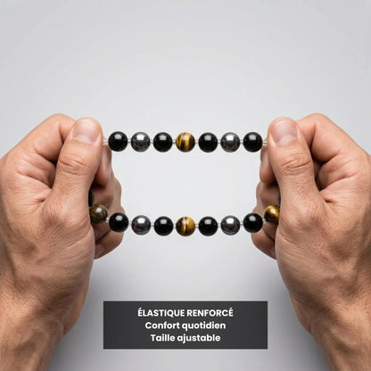 Bracelet Trinity avec élastique renforcé et pierres naturelles ajustables