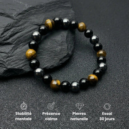 Bracelet Trinity en pierres naturelles symbole de stabilité mentale et présence calme